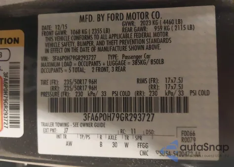 2016 Ford Fusion Se from USA, damaged, VIN 3FA6P0H79GR293727